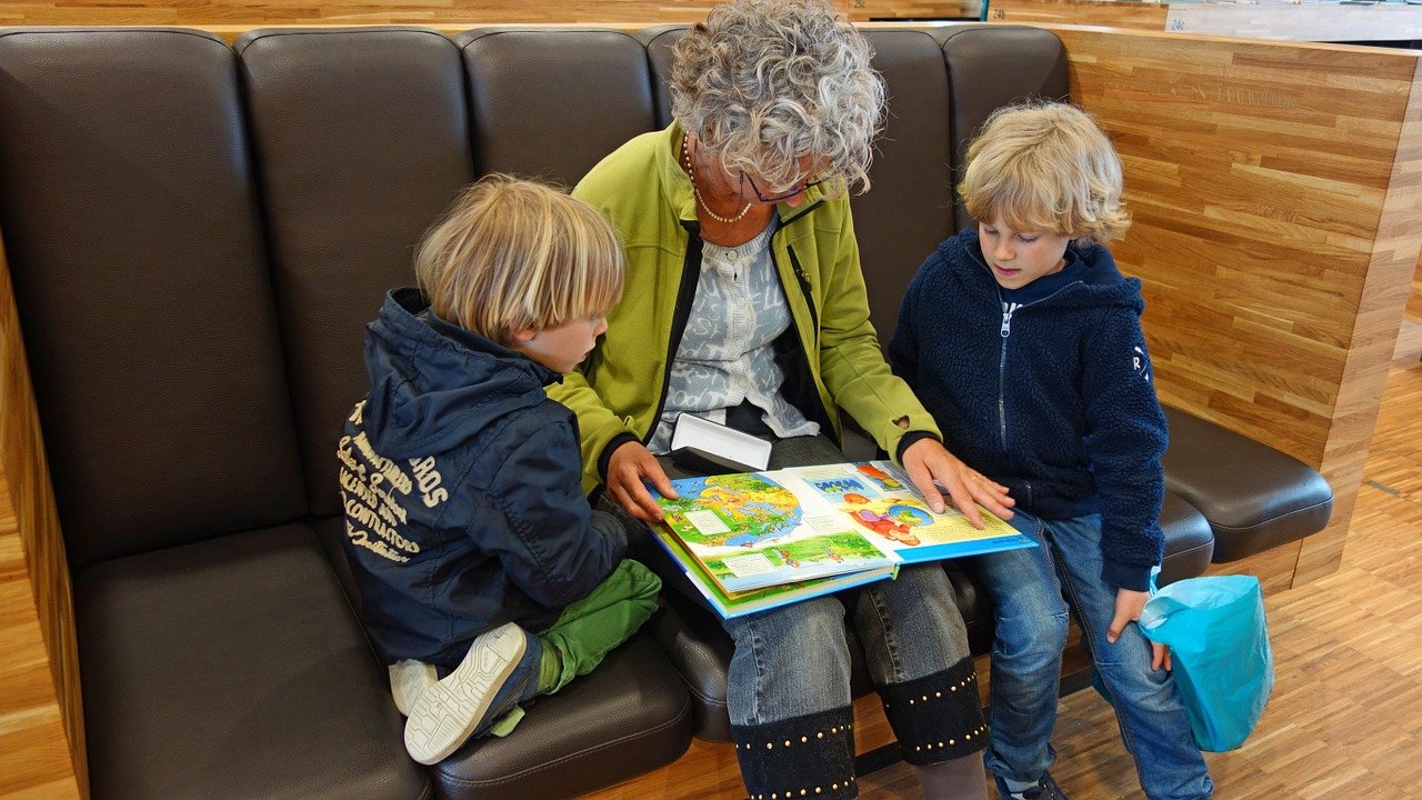 Family reading together